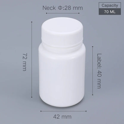 10pcs 20-200ml Plastic HDPE White Empty Seal Bottles, Refillable Pill Vials for Medicine, Capsule, Solid Powder, Reagent Sto…