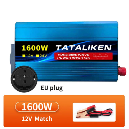 Inverter Pure Sine Wave 2500W/3500W/4500W/5000WDC 12V/24V to AC 220V 230V Voltage Transfer Converter Charging Adapter EU Soc…