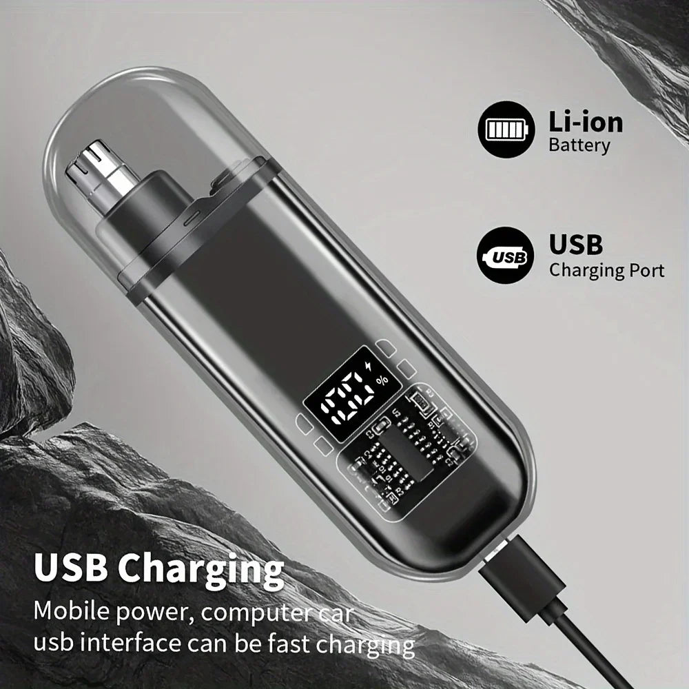 Nose Ear Hair Trimmer for Men - USB C Rechargeable Portable Fast Charge, Compact Grooming Kit - image 4