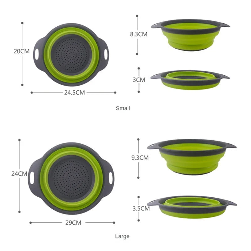 Silicone Vegetable and Fruit Cleaning and Drainage Basket Cleaning Basket 1PCS Folding Water Filter Net Kitchen Gadgets - im…