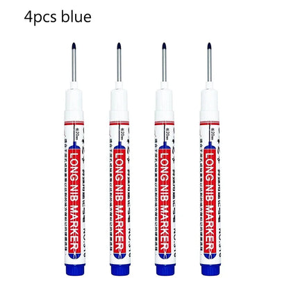 4/12 Pcs Waterproof Long Head Markers Deep Hole Marker Pen for Metal Carpenter Red/Black/Blue/Green Ink Woodworking Tools Ma…