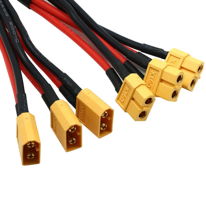 XT60 Parallel Battery Connector Male/Female Cable Dual Extension Y Splitter/ 3-Way 14AWG Silicone Wire for RC Battery Motor…