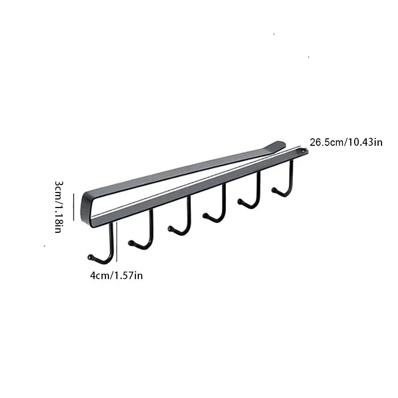 Multifunction 6 Hook Coffee Cup Mug Holder Black White Hooks Shelf Multifunction Kitchen Cabinet Sundries Organizer Storage…