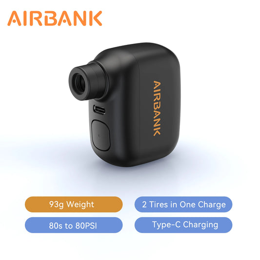 AIRBANK AS100 Mini Portable Bicycle Pump Rechargeable Air Inflator 100PSI Type-C Bike Accessories for Bike Schrader Presta T…