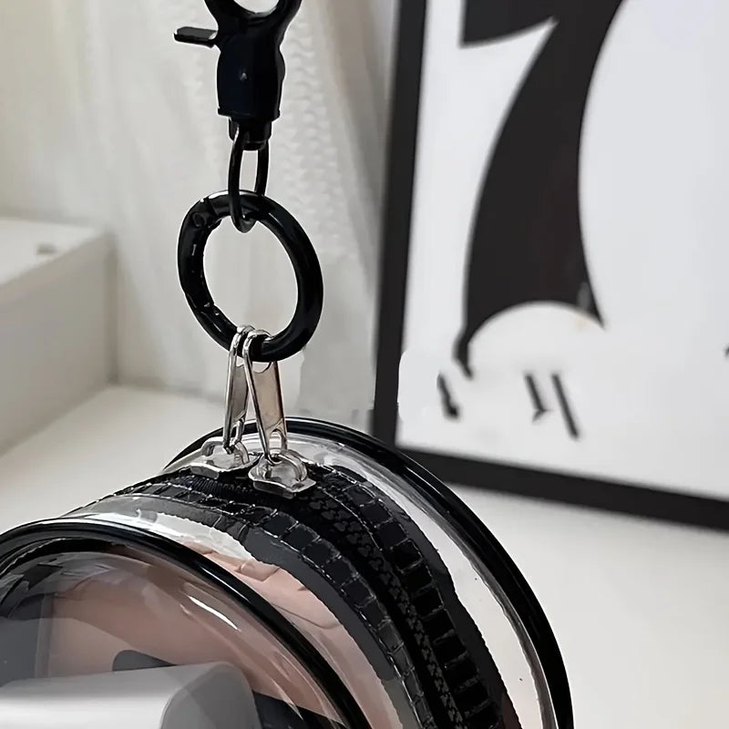 Portable Mini Clear Zipper Storage Bag - Space-Saving Organizer for Earphones & Chargers, Versatile with Handy Keychain Loop…