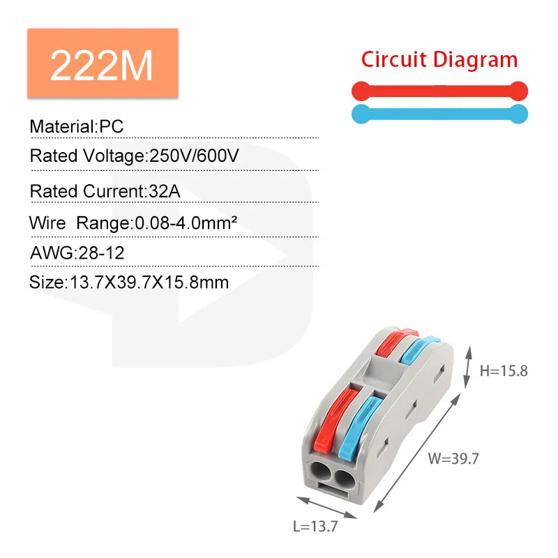5PCS Fast Wire Connector Push-in Electrical Terminal Block Universal Splicing Wiring Cable Connectors For Cable Connection S…