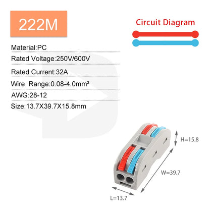 5PCS Fast Wire Connector Push-in Electrical Terminal Block Universal Splicing Wiring Cable Connectors For Cable Connection S…