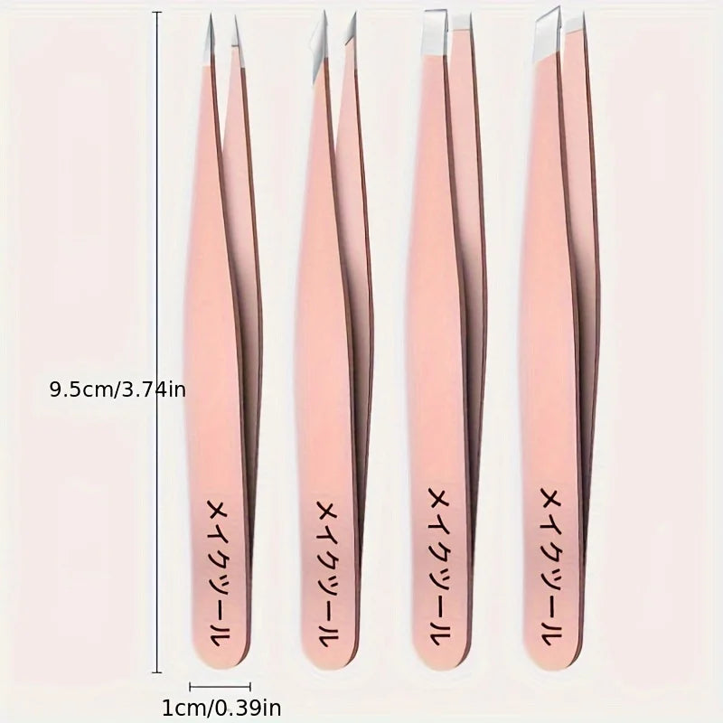 1/4pcs Set Professional Eyebrow Hair Removal Splinter Tweezers Set Perfect For Very Effortless and Relaxed to Remove - image…