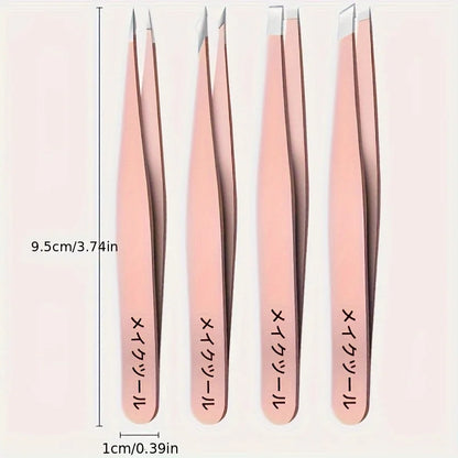 1/4pcs Set Professional Eyebrow Hair Removal Splinter Tweezers Set Perfect For Very Effortless and Relaxed to Remove - image…