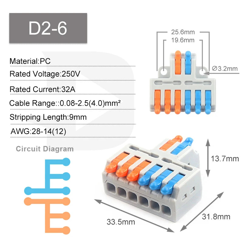 5PCS Fast Wire Connector Push-in Electrical Terminal Block Universal Splicing Wiring Cable Connectors For Cable Connection S…