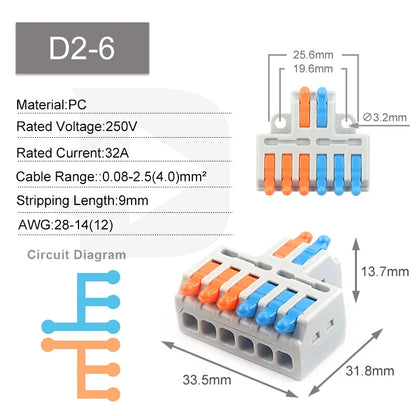 5PCS Fast Wire Connector Push-in Electrical Terminal Block Universal Splicing Wiring Cable Connectors For Cable Connection S…