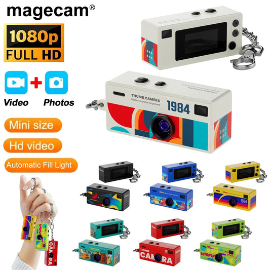 Magecam Digital Camera 0.96 Inch Keychain Camera Retro Support Memory Card 1080P Very Small Camcorder Video Recorder with Fl…