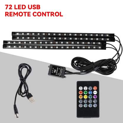 Neon 36 48 72 LED Car Interior Ambient Foot Light Wireless Remote Music APP Control Auto RGB Atmosphere Decorative Lamp - im…