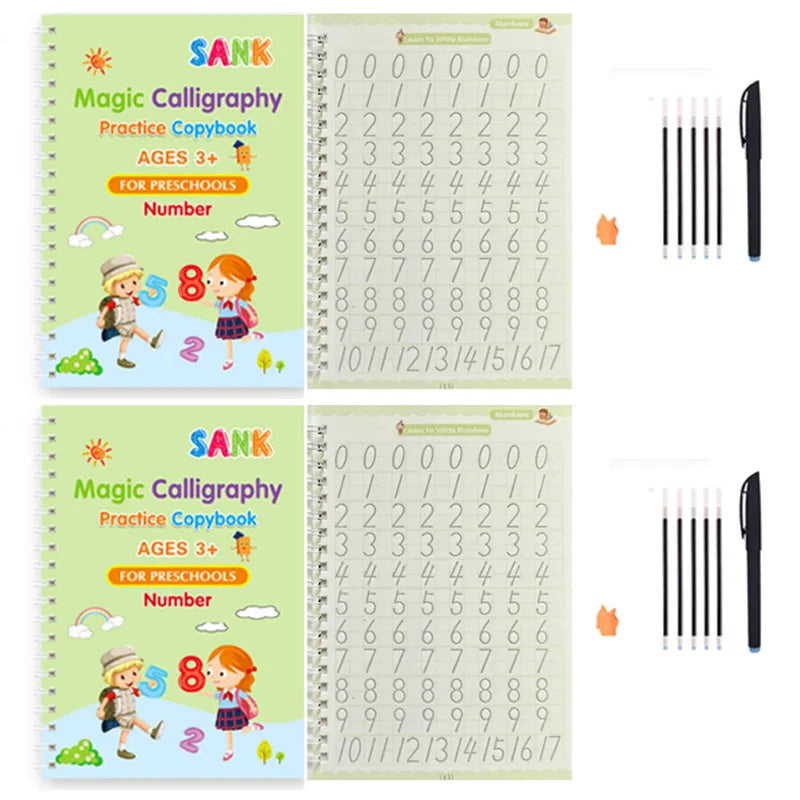 Sank Magic Practice Copybook Pen Preschools Kids Calligraphy English Verison Free Wiping Children Reusable Writing Book - im…