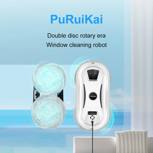 PuRuiKai Ultra Thin Robot Vacuum Cleaner Window Cleaning Robot Window Cleaner Electric Glass Remote Control for Home - image…