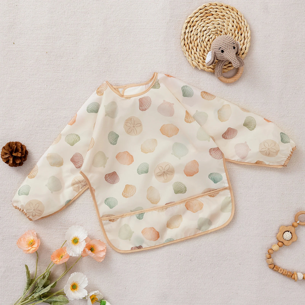 Elinfant 1PC Long Sleeve Bibs, Waterproof Feeding Bibs,Washable Burp Cloth,Coveralls Bibs,Easy To Clean,Wash-Free Eating Bib…