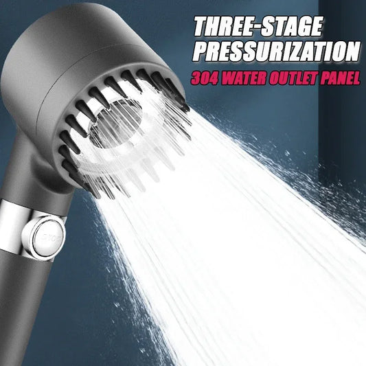 High Pressurized Filter Shower Head 3-mode Adjustable Spray with Massage Brush Rain Faucet Bathroom Accessories - image 2