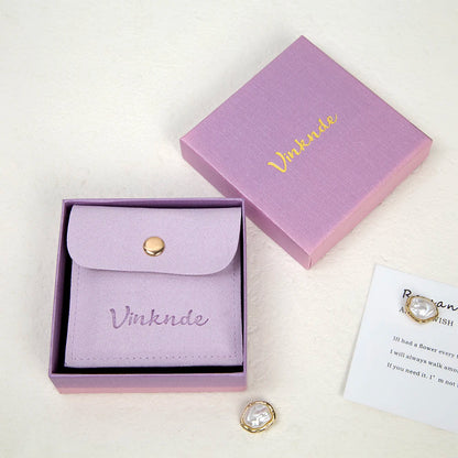 24/50/100Set Personalized Logo 9x9x3cm Jewelry Paper Box With 8x8cm Microfiber Snap Bag Jewellery Earrings Rings Brooch Boxe…