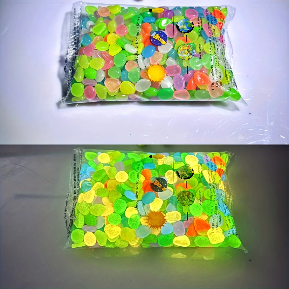 100pcs Glow In The Dark Pebbles, Resin Luminous Stones For Landscape, Garden Paths, Potted Plants, Parks, Aquarium Decor, -…