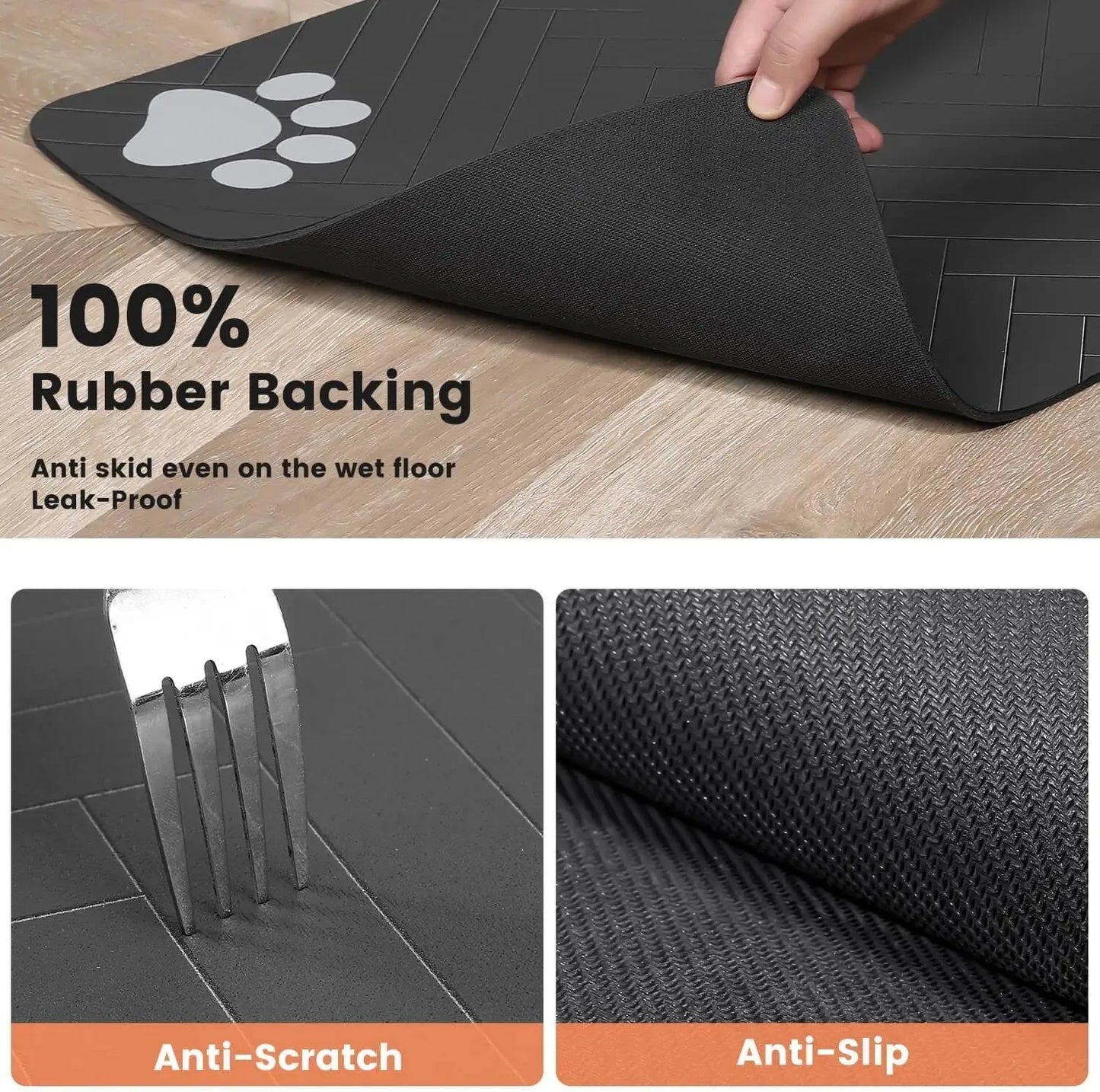 Pet Feeding Mat-Absorbent Pet Placemat Rubber Backing Quick Dry Water Mat for Dog Cat for Food and Water Bowl with Waterproo…