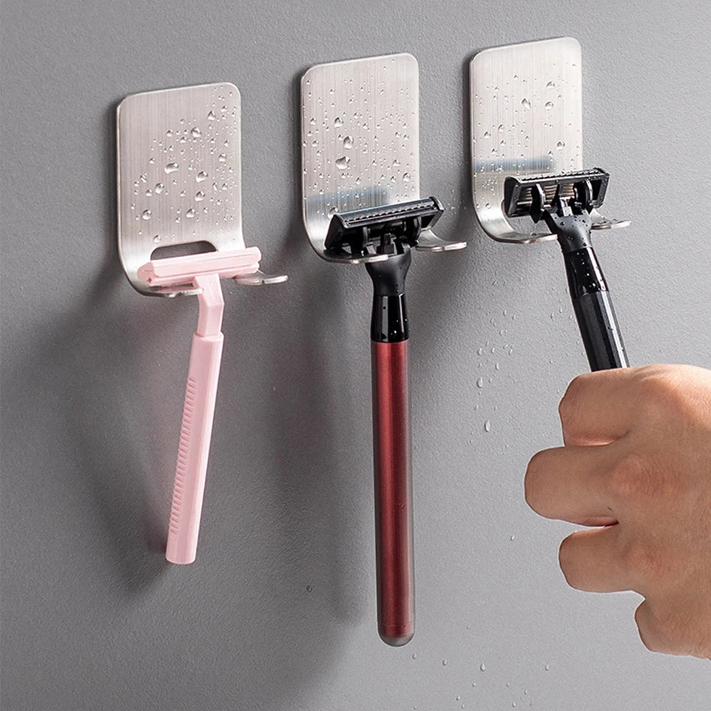 6/2pcs Razor Holder 304 Stainless Steel Men Shaving Shaver Razor Stand Shelf Shaving Razor Storage Rack Bathroom Hook Organi…