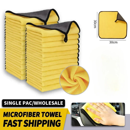 1/2/3/6/10pcs 30X60cm Microfiber Car Cleaning Towels Soft Quick Drying for Windows Mirrors Wiping Rags Double Layer Wash Clo…