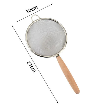 1/3pcs Stainless Steel Colander with Wooden Long Handle Hanging Ear Kitchen Strainer Filter Fine Mesh Sieve Sifter Kitchen T…