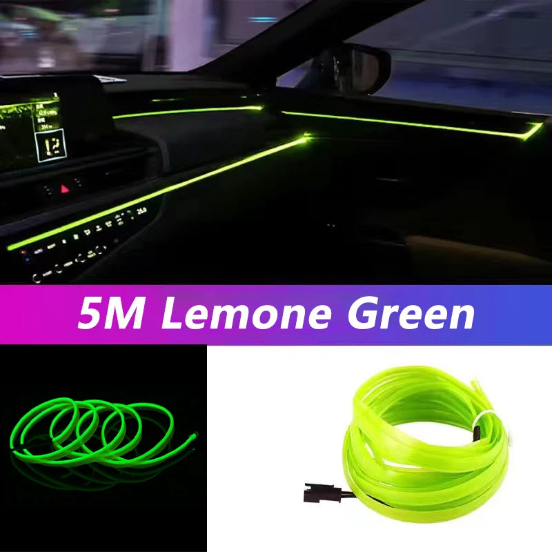 5M Car Interior Led Strip Light Neon EL Wiring Decorative Lamp For Auto DIY Flexible Ambient Light USB Party Atmosphere Diod…