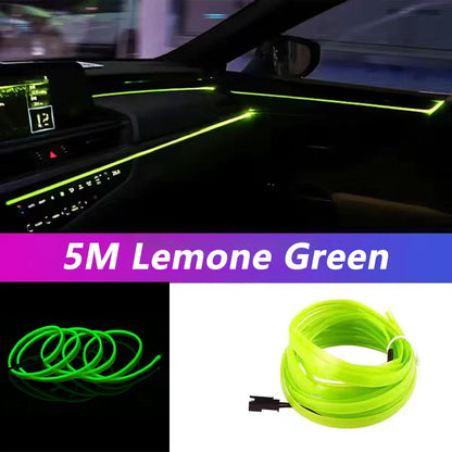 5M Car Interior Led Strip Light Neon EL Wiring Decorative Lamp For Auto DIY Flexible Ambient Light USB Party Atmosphere Diod…