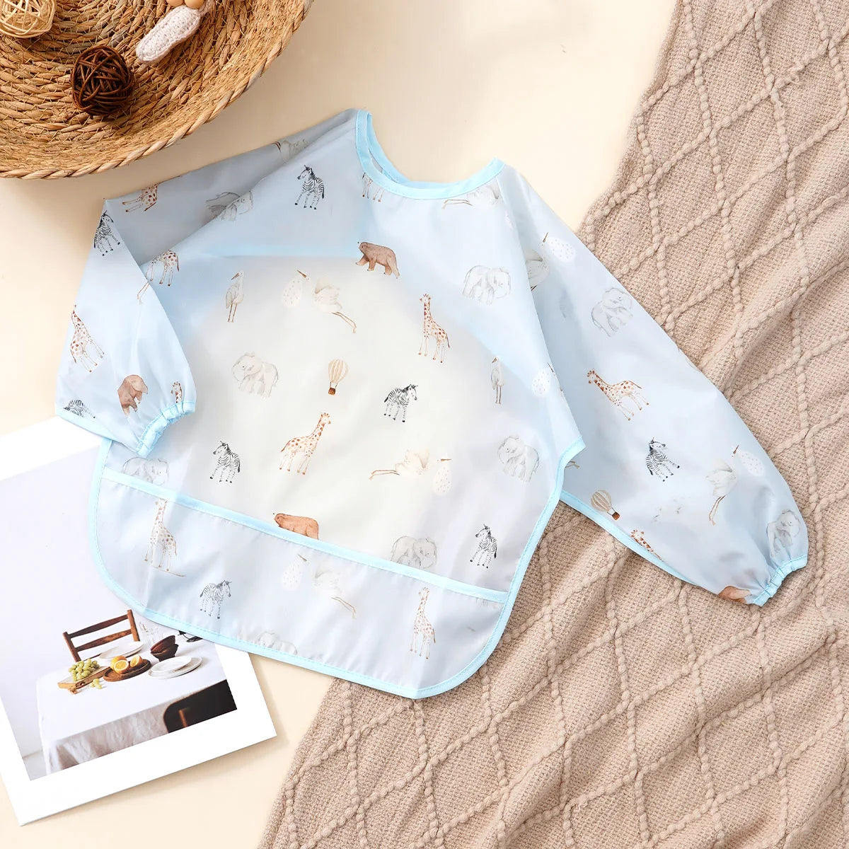 Elinfant 1PC Long Sleeve Bibs, Waterproof Feeding Bibs,Washable Burp Cloth,Coveralls Bibs,Easy To Clean,Wash-Free Eating Bib…