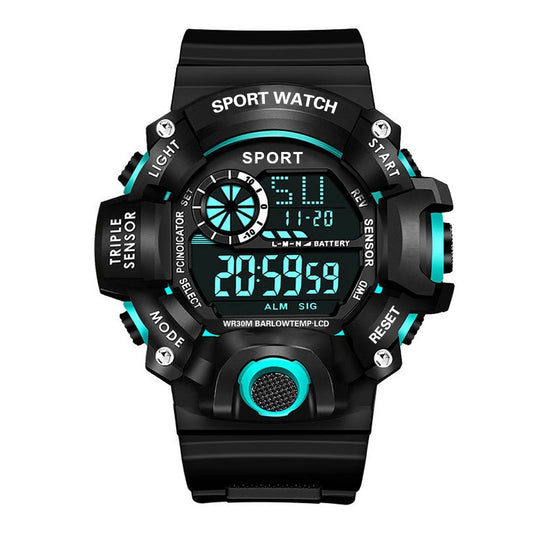 Fashion Men's Watch Sports Electronic Wristwatch Large dial Multifunctional Waterproof Luminous Alarm Kids Male's Military W…