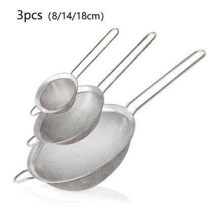 1/3/4Pcs/Set Stainless Steel Wire Fine Mesh Oil Strainer Flour Colander Sieve Sifter Pastry Baking Tools Kitchen Accessories…