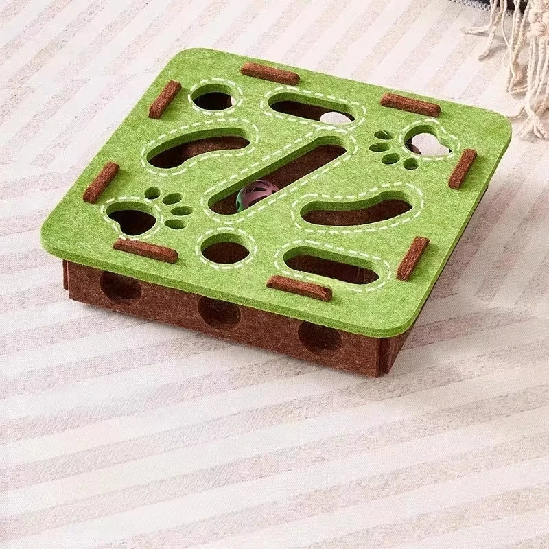 Cat Puzzle Toy Felt Puzzle Box Cat Exercise Toy With Ball Indoor Sports Entertainment Hunting Cat Toys For Indoor Cats - ima…