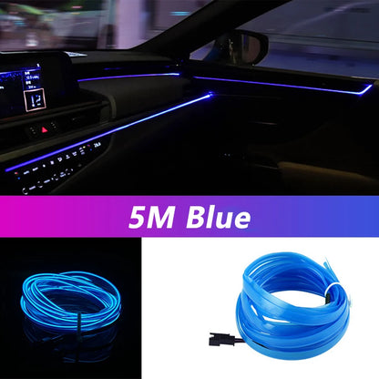 5M Car Interior Led Strip Light Neon EL Wiring Decorative Lamp For Auto DIY Flexible Ambient Light USB Party Atmosphere Diod…