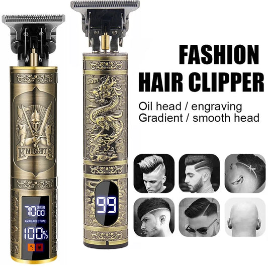Vintage Hair Clipper Cordless Trimmer portable USB Fast Charging Hair Cutting Machine Electric Shaver Barber Professional Ba…