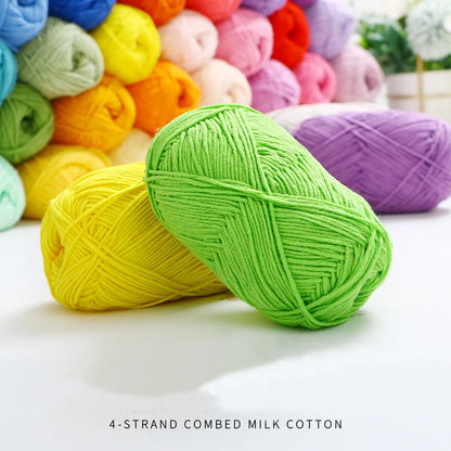40-50g/Set 4ply Milk Cotton(80%) Knitting Yarn Needlework Dyed Lanas For Crochet Craft Sweater Hat Dolls At Low Price - imag…