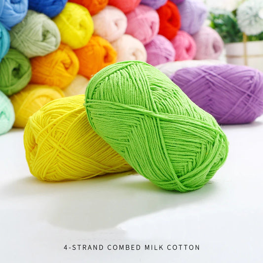 40-50g/Set 4ply Milk Cotton(80%) Knitting Yarn Needlework Dyed Lanas For Crochet Craft Sweater Hat Dolls At Low Price - imag…