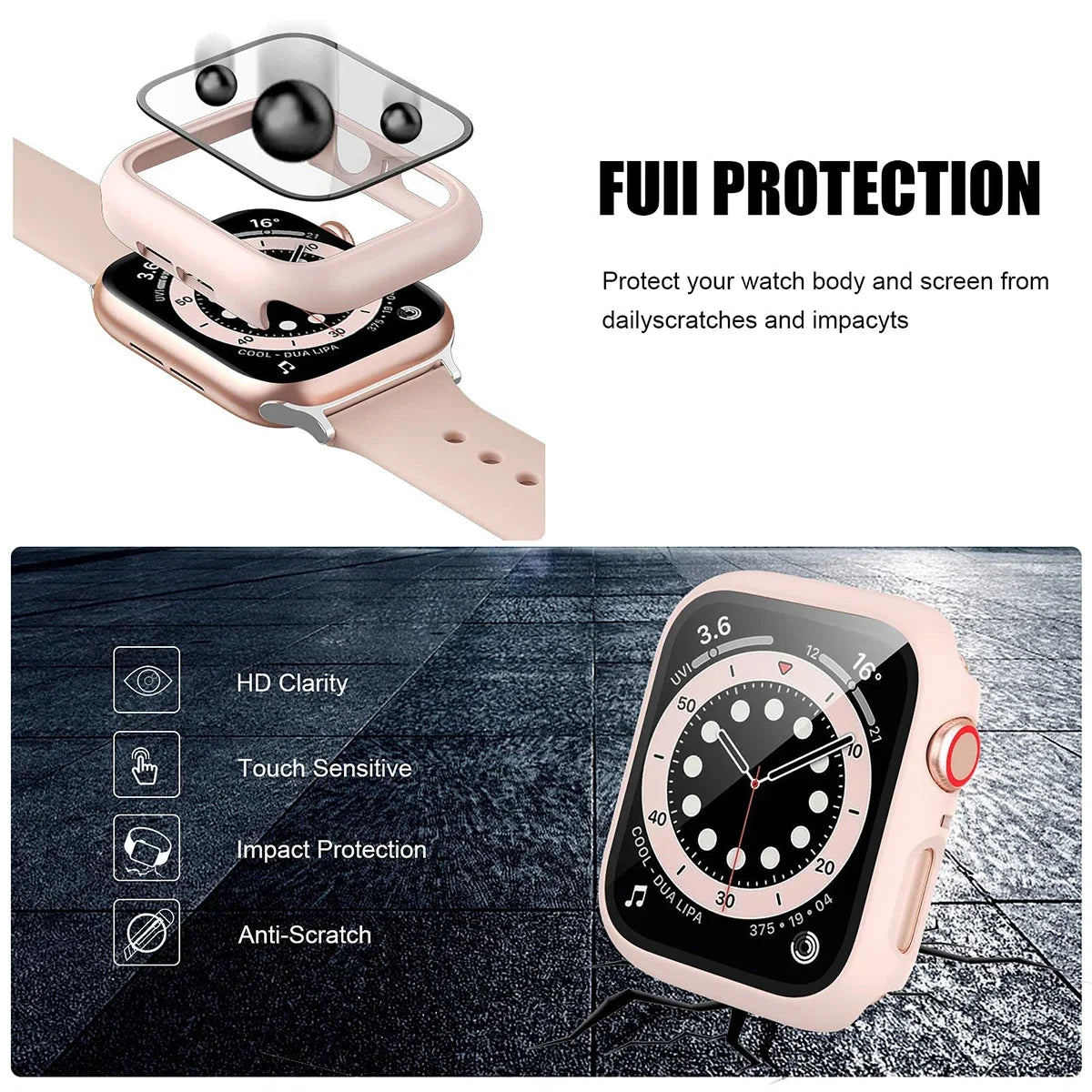 Tempered Glass+Cover For Apple watch Case 45mm 41mm 44mm 40mm 42mm Screen Protector Apple Watch Accessories serie 9 4 5 6 SE…