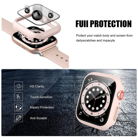Tempered Glass+Cover For Apple watch Case 45mm 41mm 44mm 40mm 42mm Screen Protector Apple Watch Accessories serie 9 4 5 6 SE…