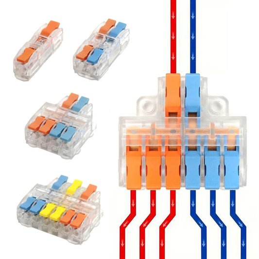 10/50 PCS Mini Fast Wiring Connectors Universal Compact Lever Crimp Splitter Electrical Conductors Push-in Home Terminal Blo…
