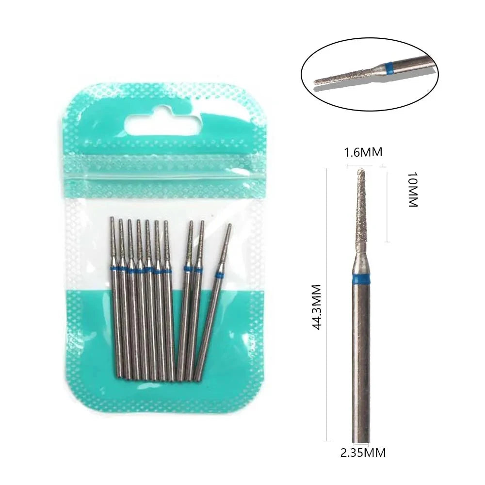 10pcs Diamond Milling Cutter Nail Drill Bits Set For Manicure Accessory Pedicure Eletric Machine Nail Bit Brush Burr Tools -…