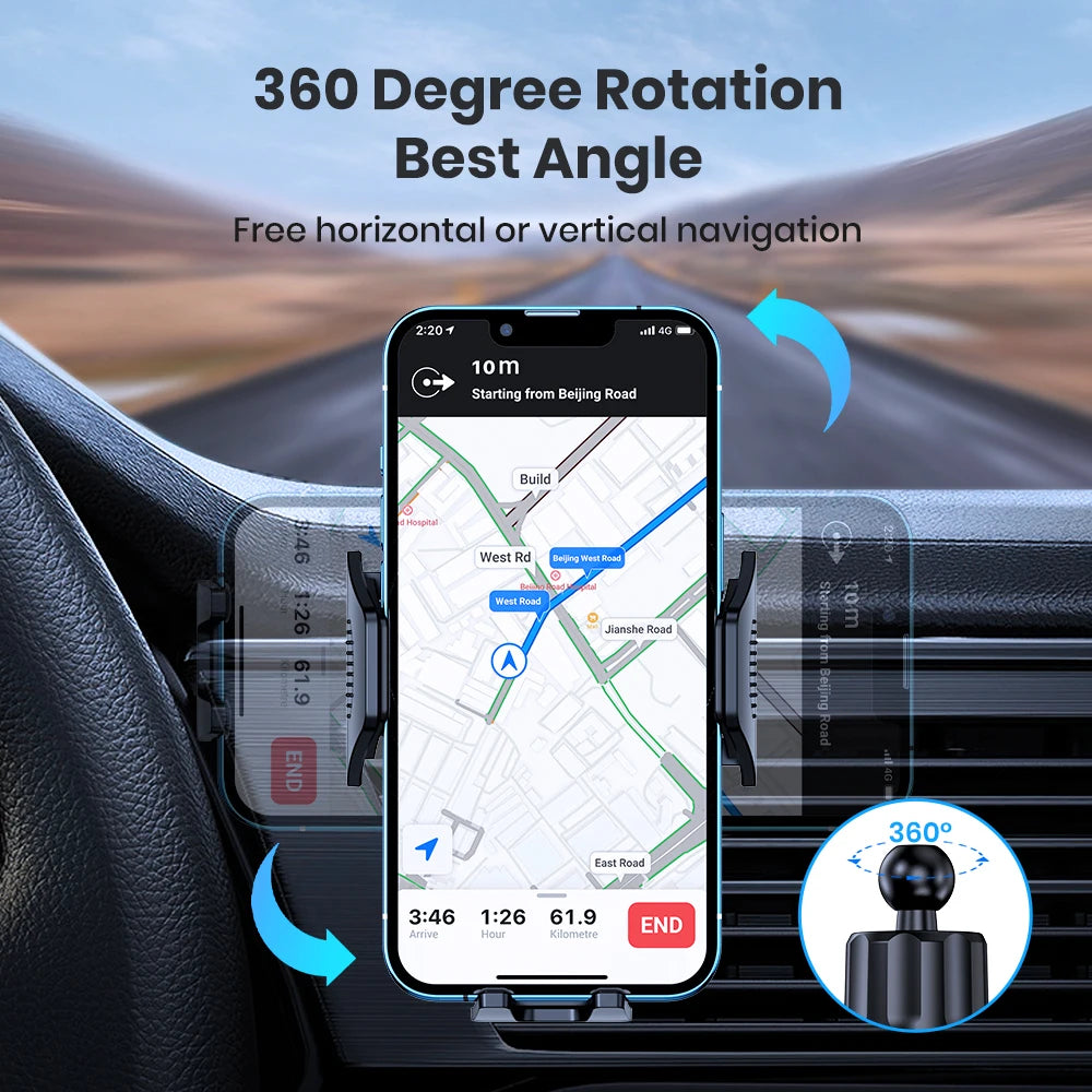 Car Phone Holder Mount,TOPK Upgrade Auto Locking Universal Phone Stand Holder with Hook Clip for Car Air Vent for iPhone Sam…
