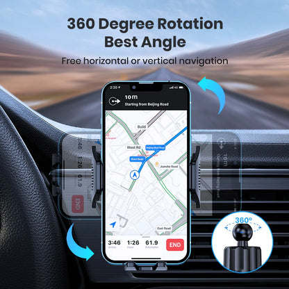 Car Phone Holder Mount,TOPK Upgrade Auto Locking Universal Phone Stand Holder with Hook Clip for Car Air Vent for iPhone Sam…