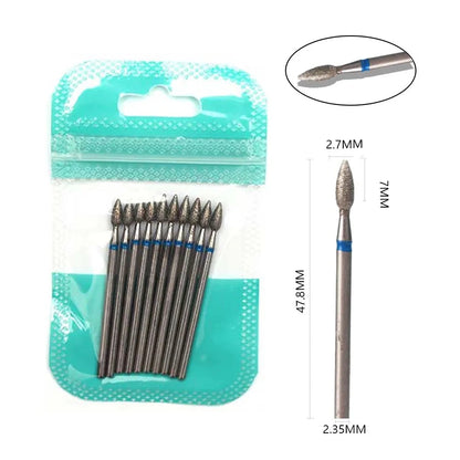 10pcs Diamond Milling Cutter Nail Drill Bits Set For Manicure Accessory Pedicure Eletric Machine Nail Bit Brush Burr Tools -…