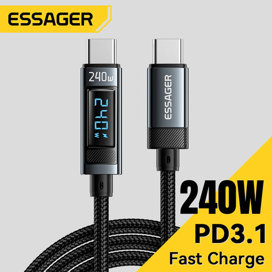 Essager 240W USB Type C To USB C Cable 100W PD 3.1 Fast Charging Charger Wire For iPhone 15 Pro max Macbook Pro Xiaomi Samsu…