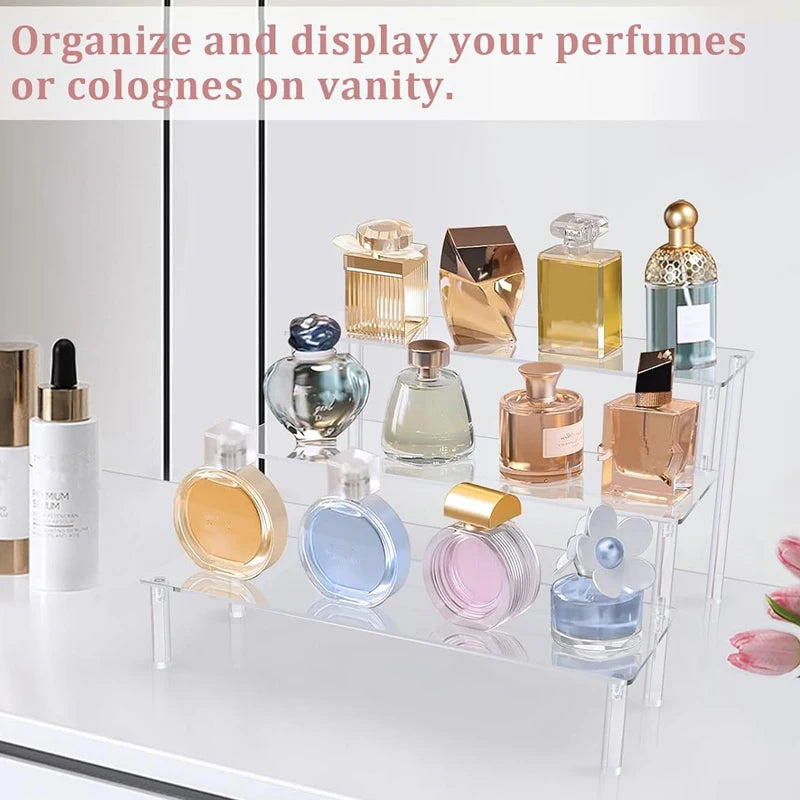 1-4 Tier Acrylic Display Stand Durable Display Rack For Cupcake Perfume Doll Transparent Trapezoidal Blind Box Storage Shelf…
