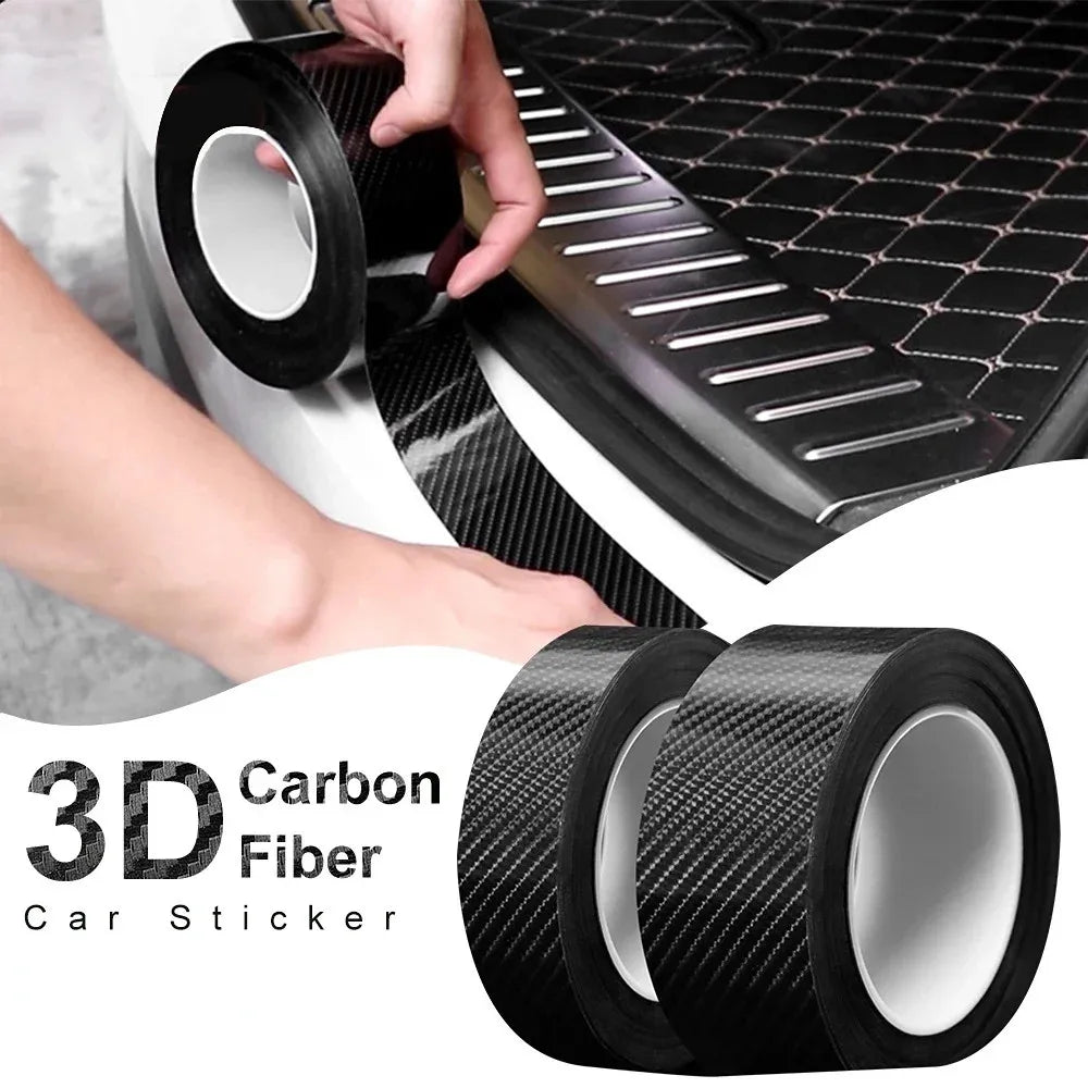 3D Nano Carbon Fiber Car Bumper Door Guard Protection Film 3m Car Door Sill Protector Sticker Black Waterproof Anti Scratch…