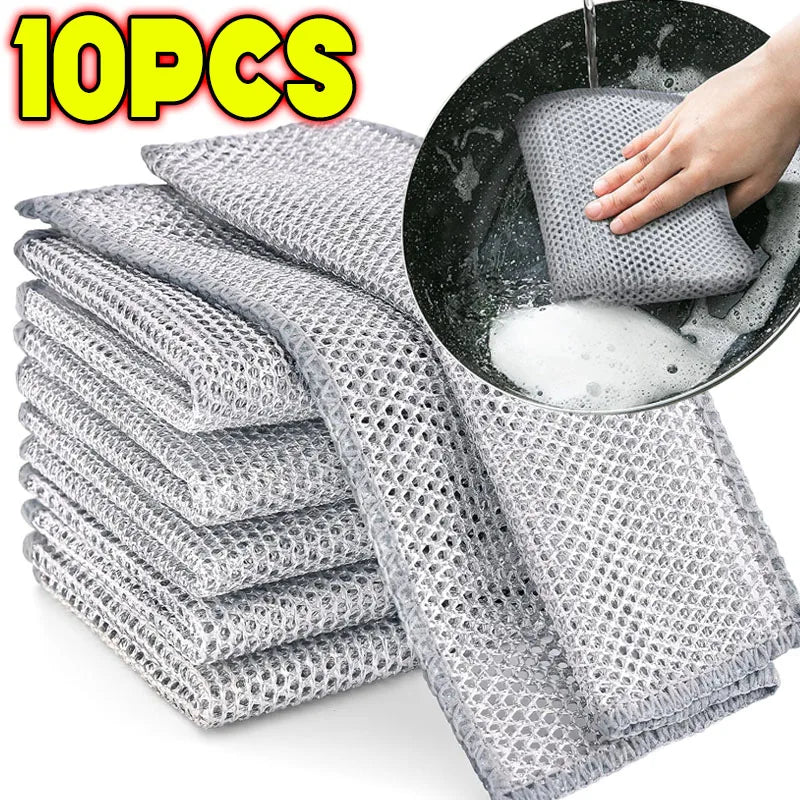 1-20PCS Magic Cleaning Cloth Thickened Double -sided Metal Steel Wire Rags Kitchen Dish Pot Washdishing Cloths Towel Clean T…