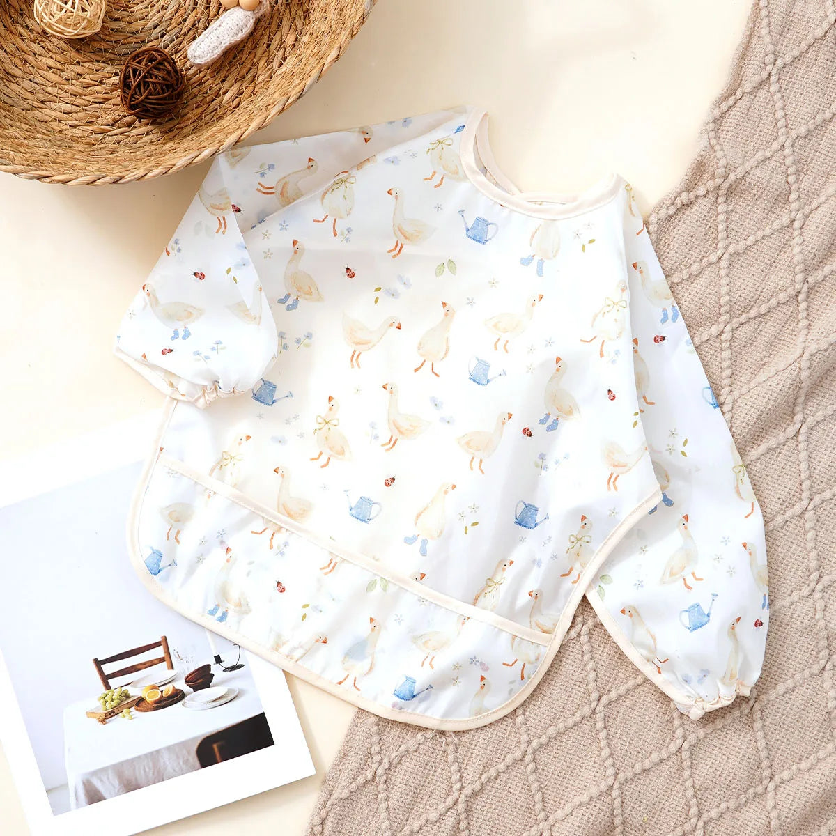 Elinfant 1PC Long Sleeve Bibs, Waterproof Feeding Bibs,Washable Burp Cloth,Coveralls Bibs,Easy To Clean,Wash-Free Eating Bib…