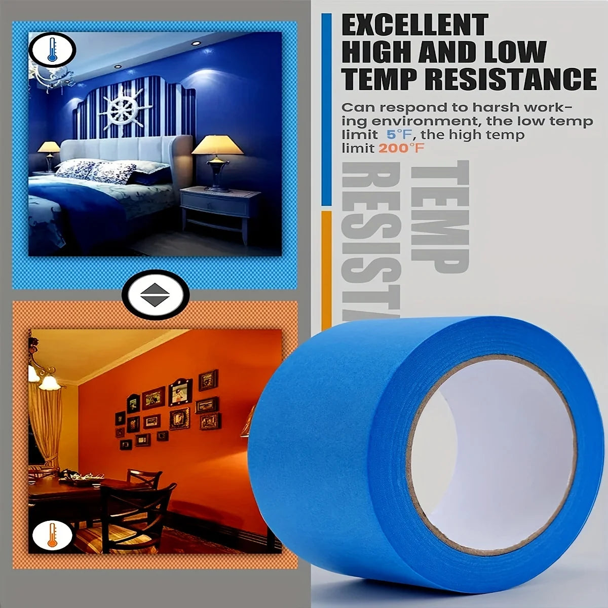 Blue Painters Tape, 1/2 inch,3/4 inch,1 inch,2 inch, Multi Size Painting Masking Tape, Clean Release Paper Tape for Home - i…
